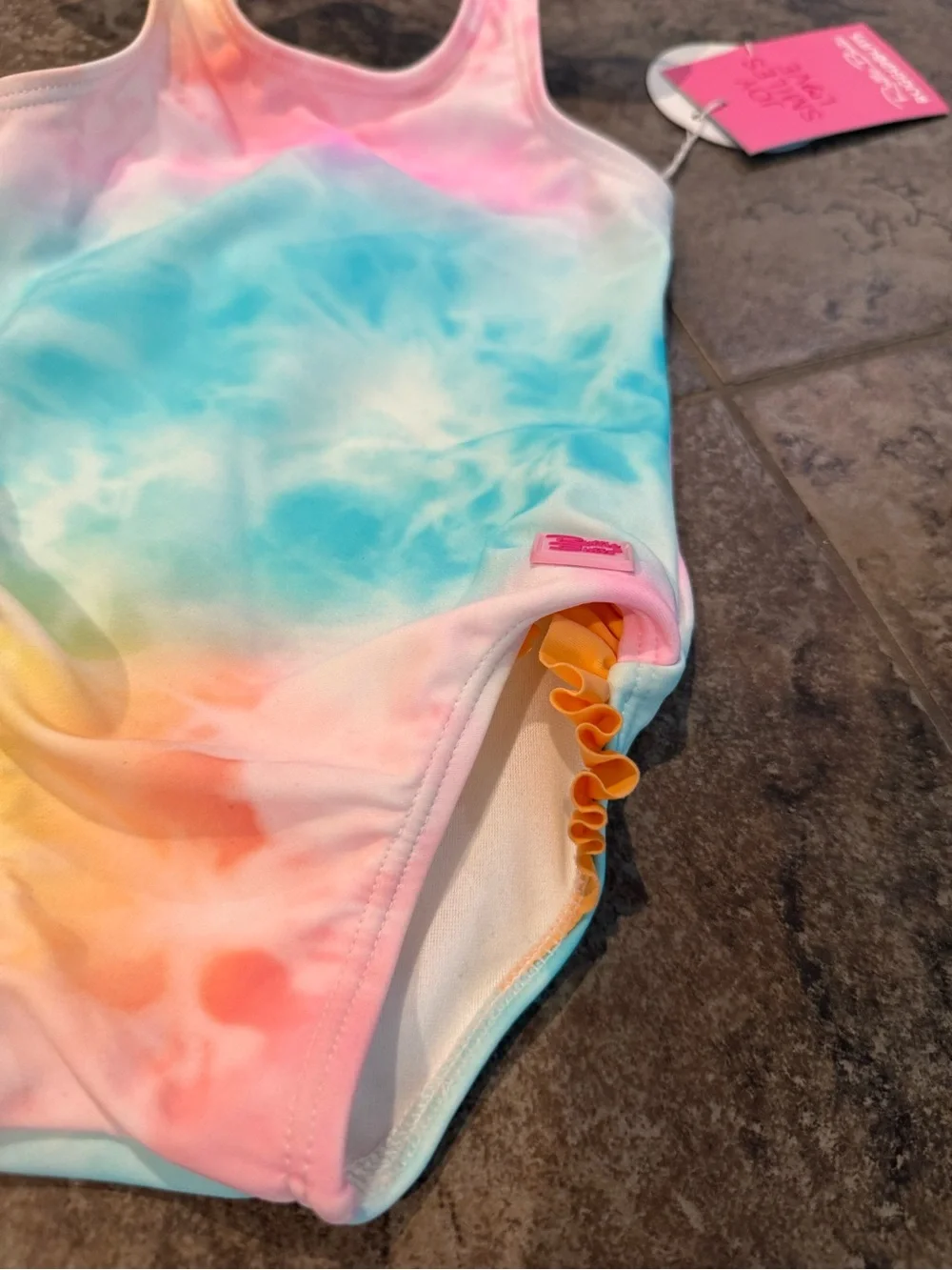 🍝Tie-Dye Pastel rufflebutts One-Piece Kids Swimsuit with Shoulder Ties